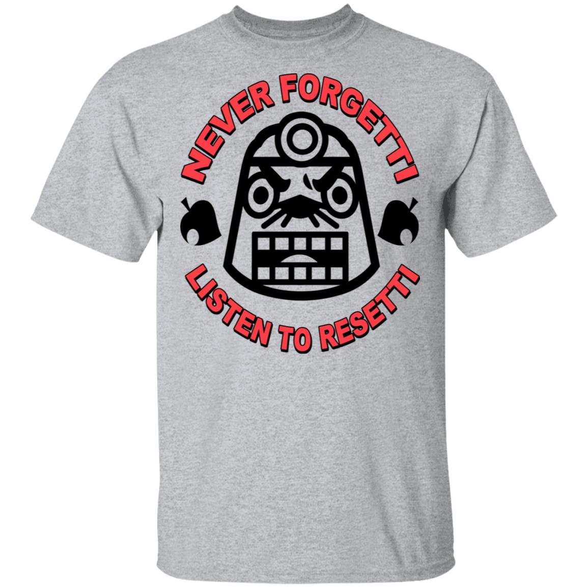 Animal Crossing Never Forgetti Listen To Resetti Shirt, Hoodie, Tank