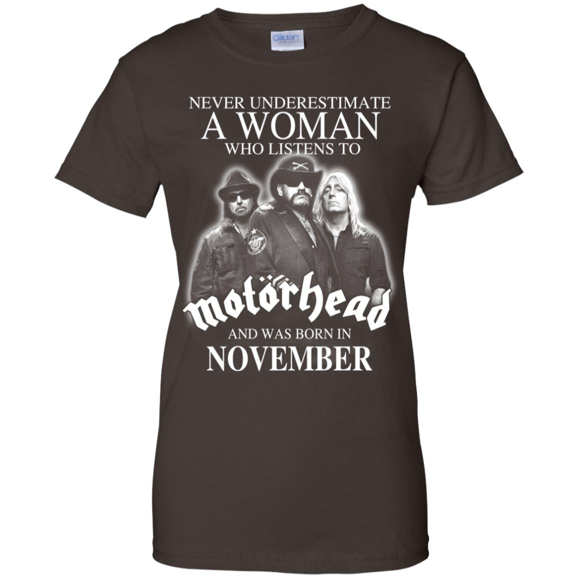 A Woman Who Listens To Motorhead And Was Born In November T-Shirts, Hoodie, Tank