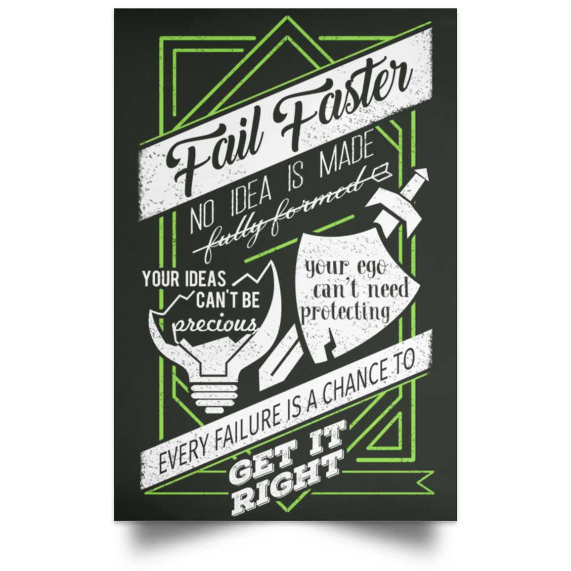 Fail Faster Black Poster