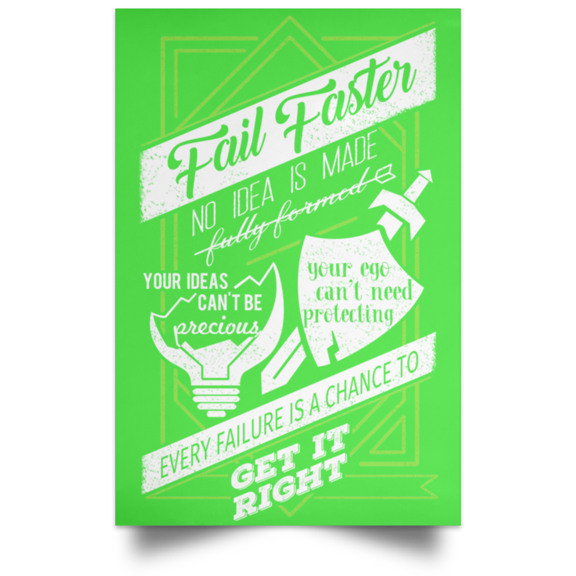 Fail Faster Black Poster