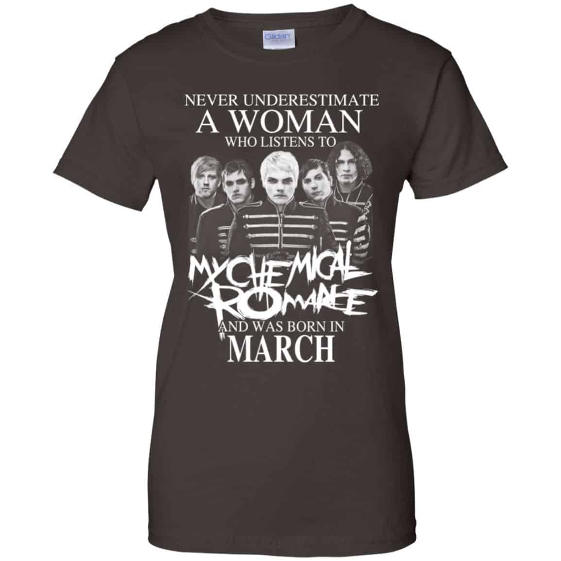 A Woman Who Listens To My Chemical Romance And Was Born In March T-Shirts, Hoodie, Tank