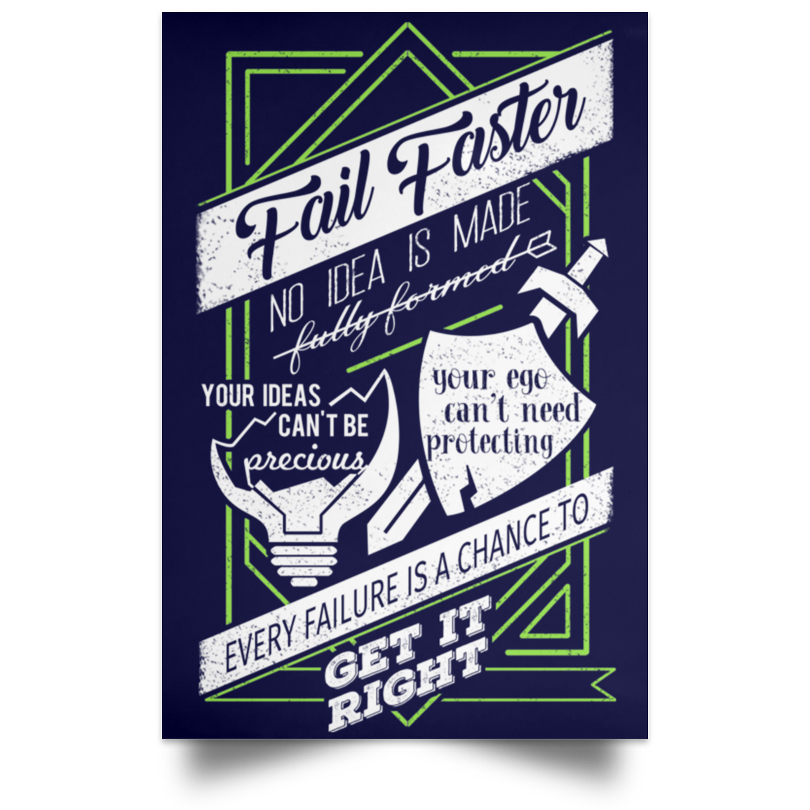 Fail Faster Black Poster