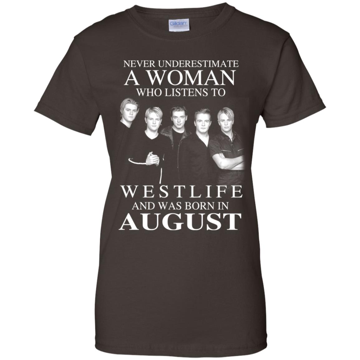 A Woman Who Listens To Westlife And Was Born In August T-Shirts, Hoodie, Tank