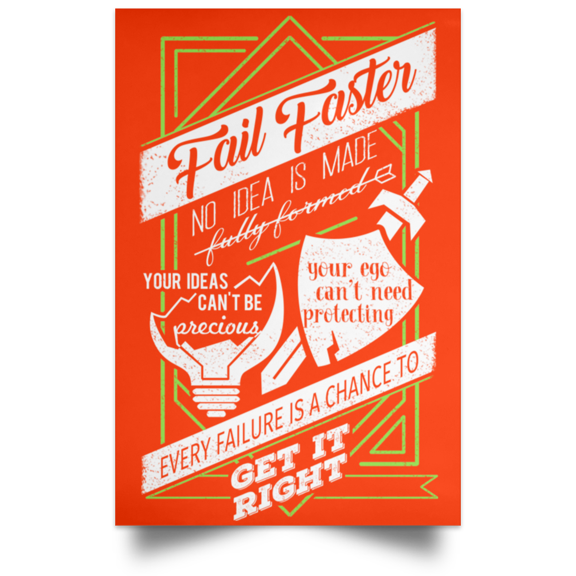 Fail Faster Black Poster