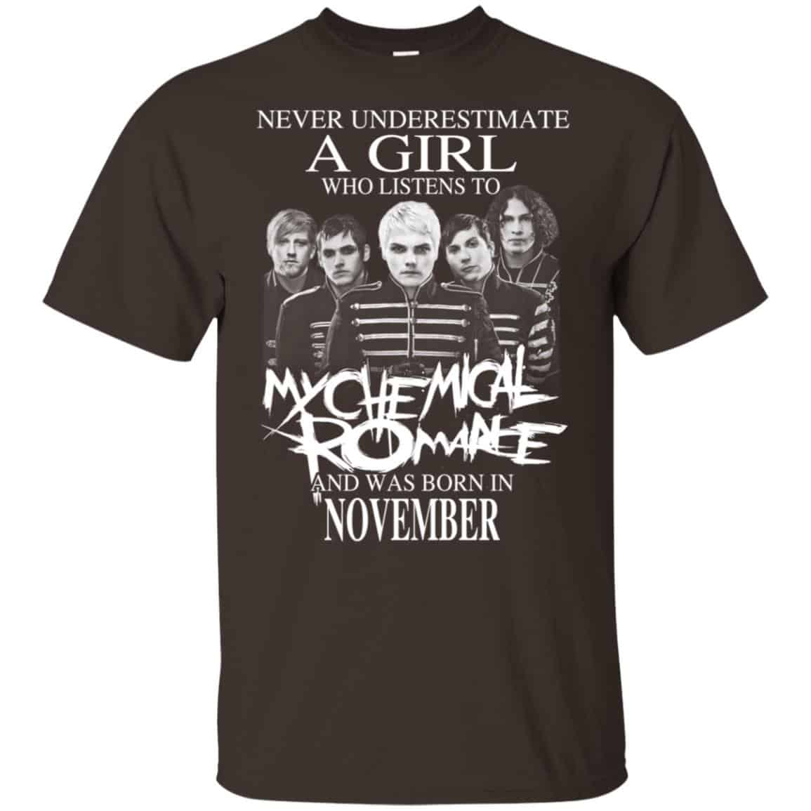 A Girl Who Listens To My Chemical Romance And Was Born In November T-Shirts, Hoodie, Tank