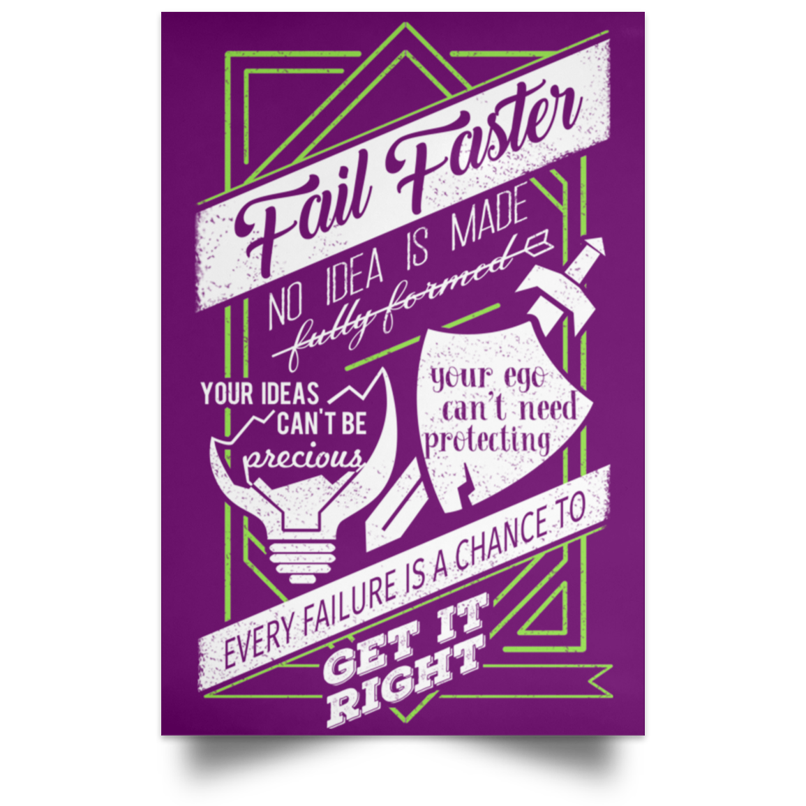 Fail Faster Black Poster