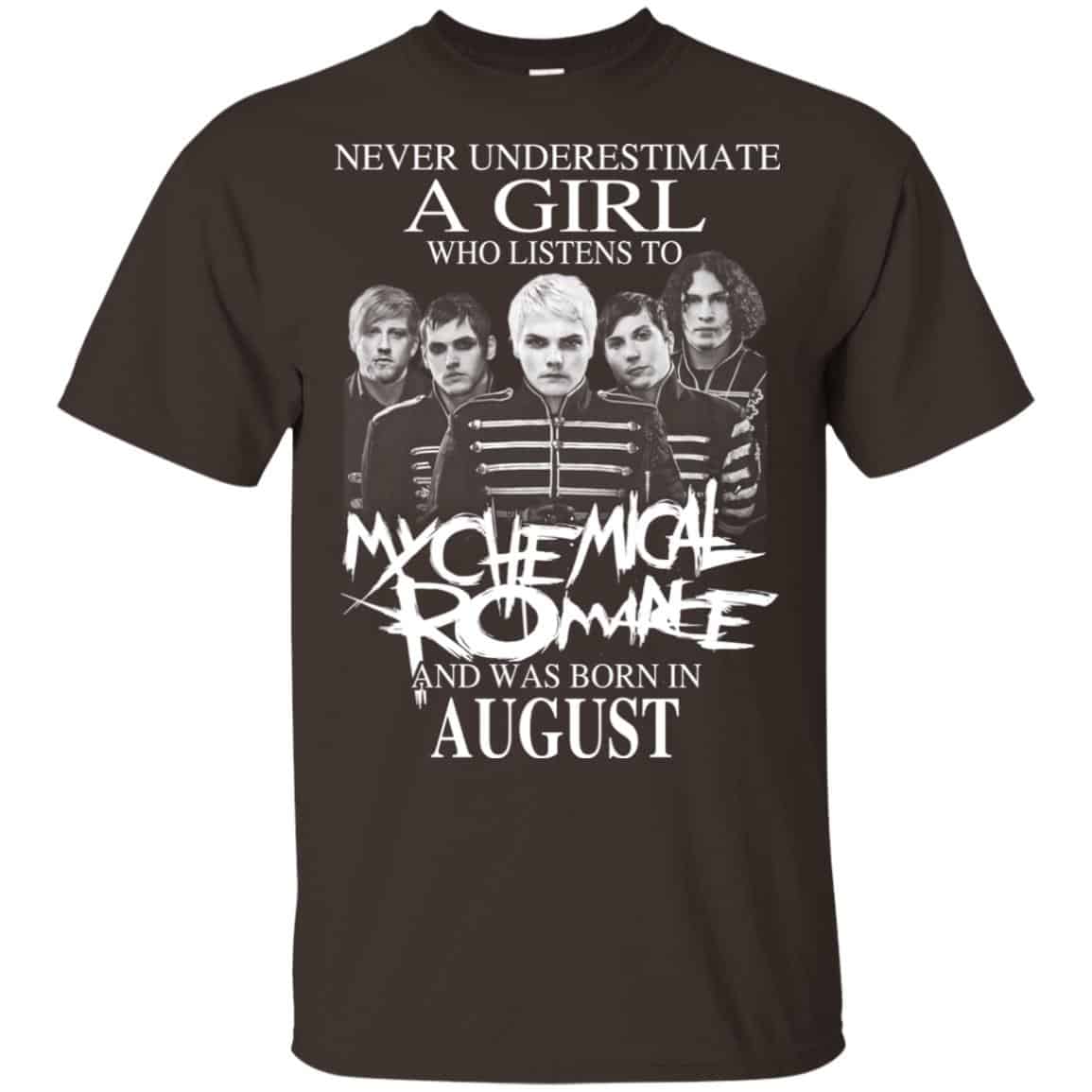 A Girl Who Listens To My Chemical Romance And Was Born In August T-Shirts, Hoodie, Tank