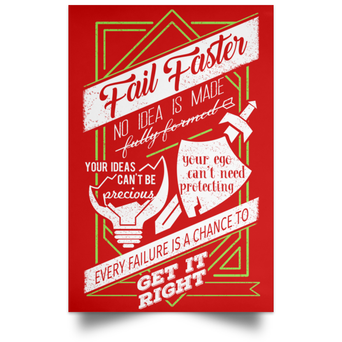 Fail Faster Black Poster