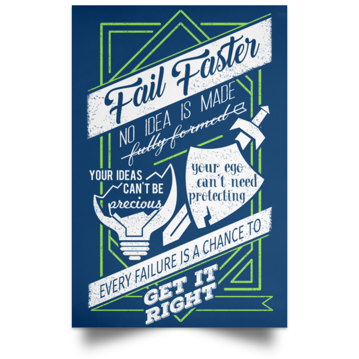 Fail Faster Black Poster