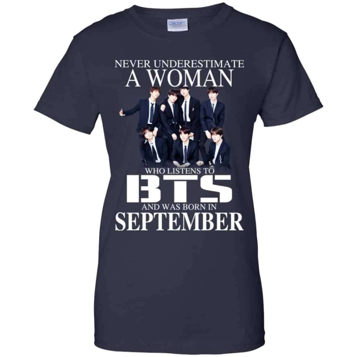 A Woman Who Listens To BTS And Was Born In September T-Shirts, Hoodie, Tank