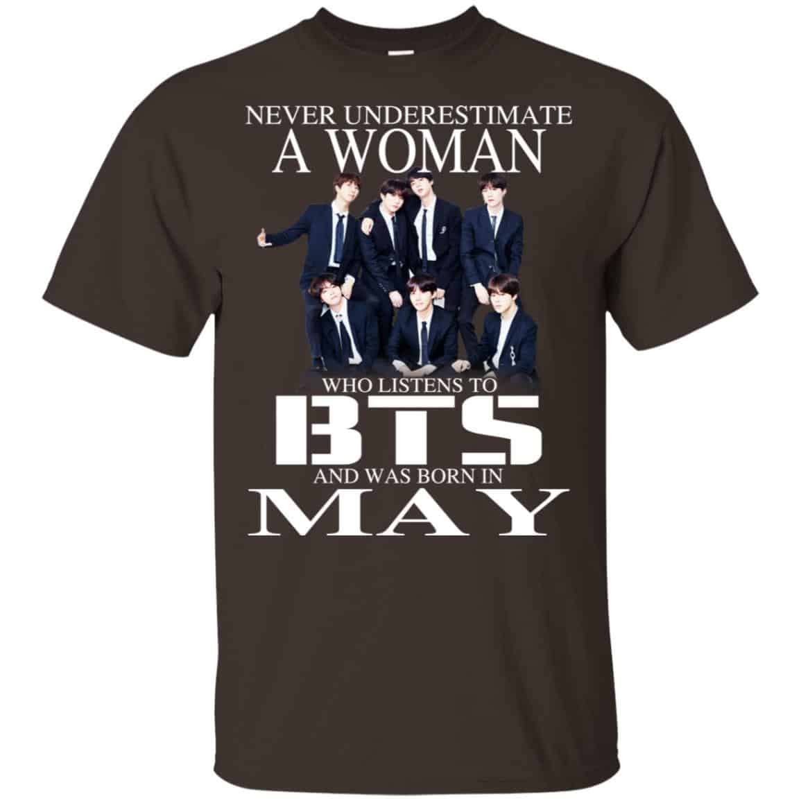 A Woman Who Listens To BTS And Was Born In May T-Shirts, Hoodie, Tank