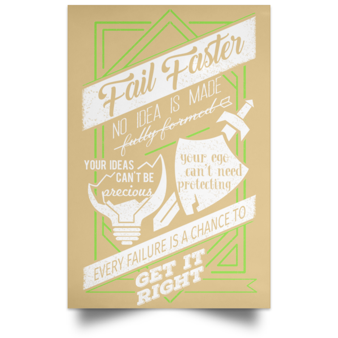 Fail Faster Black Poster