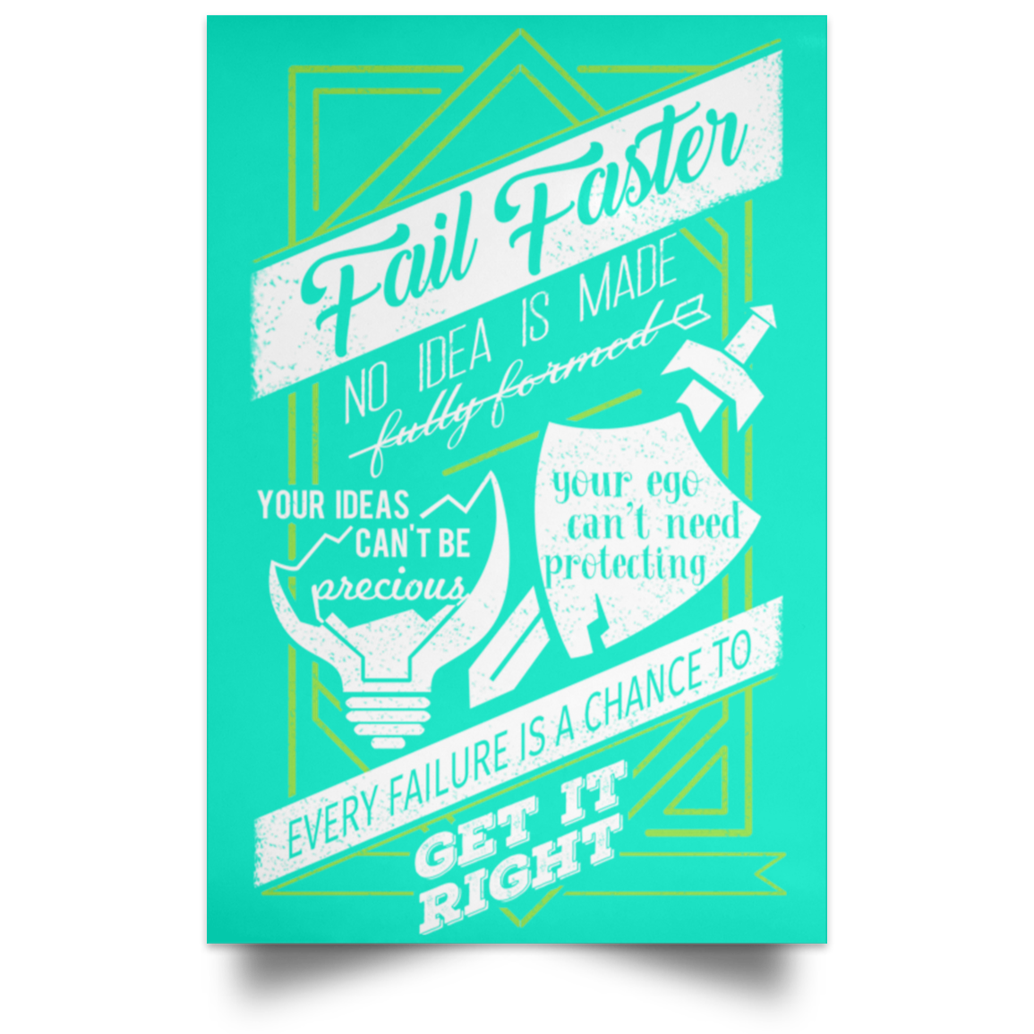Fail Faster Black Poster