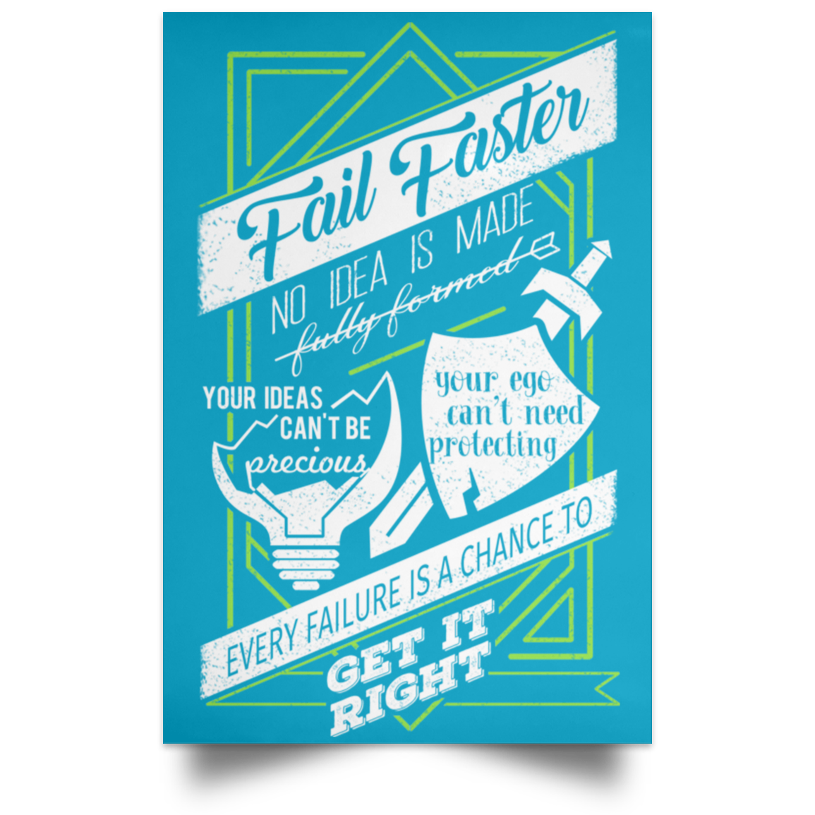 Fail Faster Black Poster