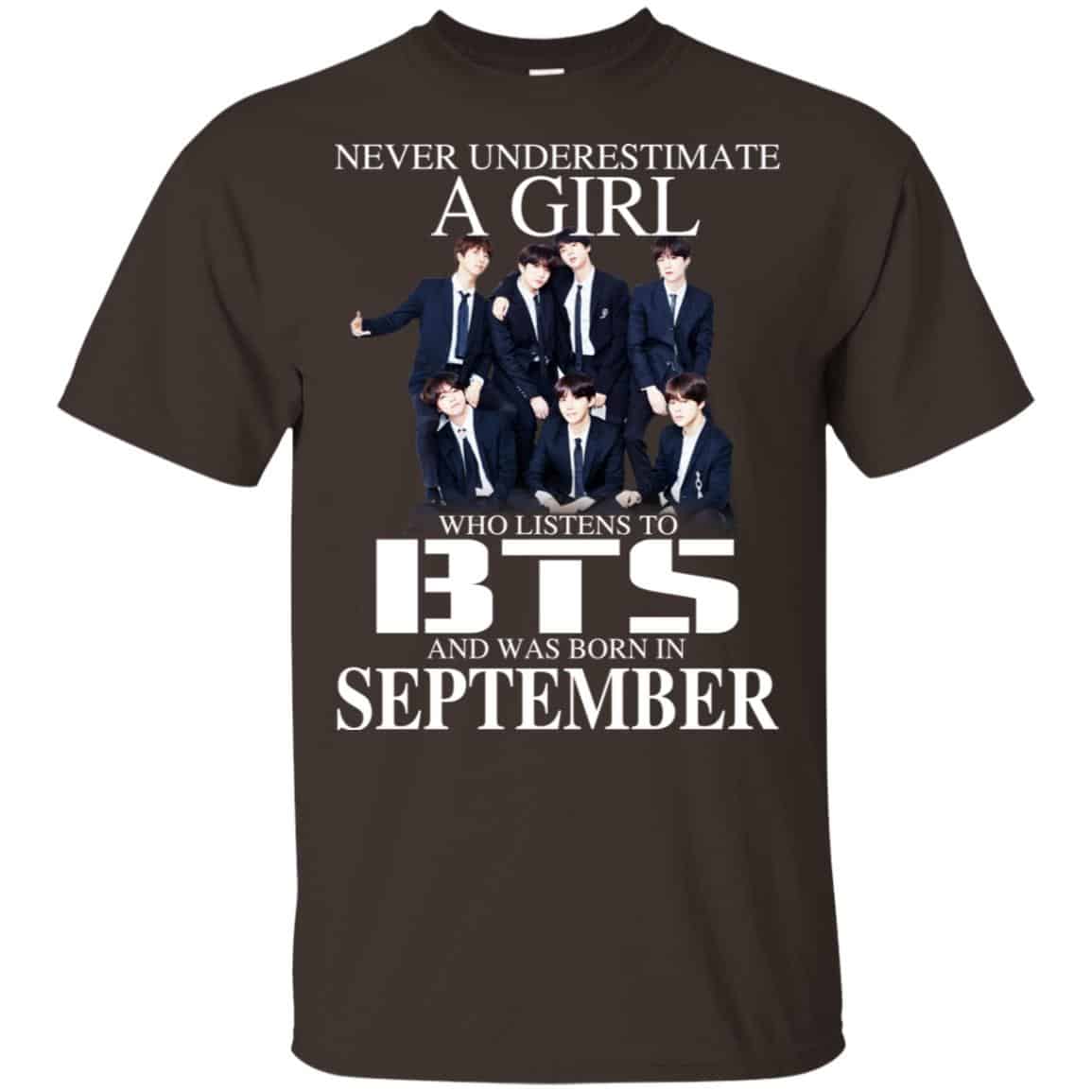 A Girl Who Listens To BTS And Was Born In September T-Shirts, Hoodie, Tank