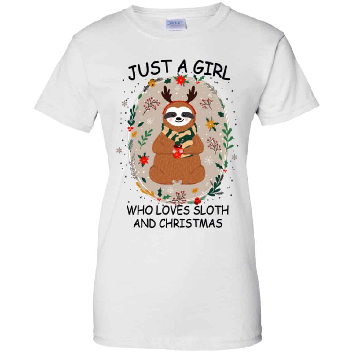Just A Girl Who Loves Sloth And Christmas T-Shirts, Hoodie, Tank