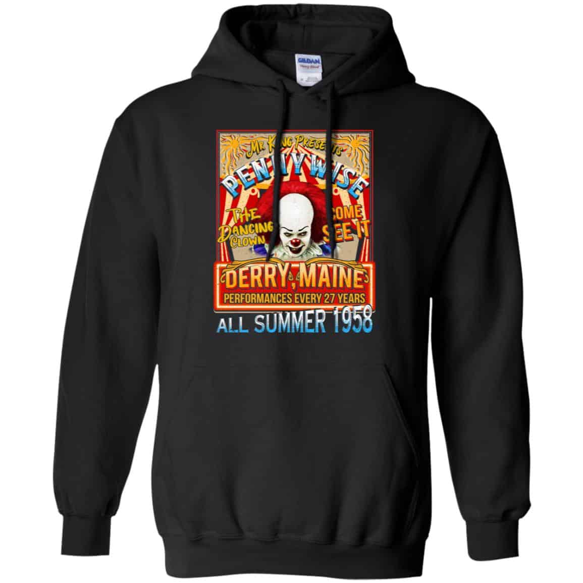 Mr King Presents Pennywise The Dancing Clown Come See It Derry Maine All Summer 1958 Shirt, Hoodie, Tank