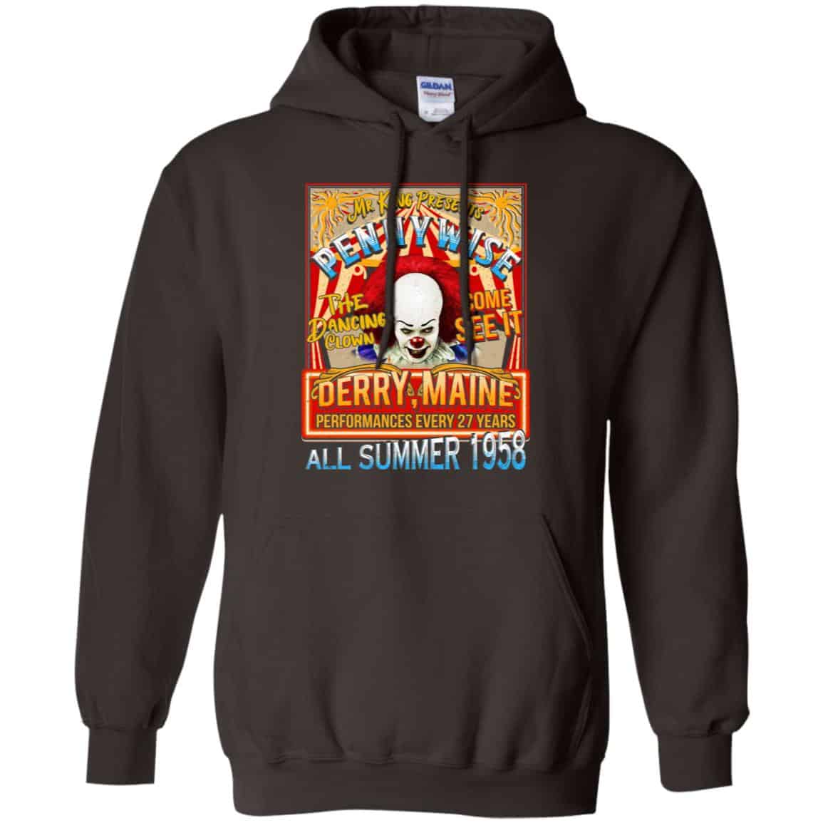 Mr King Presents Pennywise The Dancing Clown Come See It Derry Maine All Summer 1958 Shirt, Hoodie, Tank