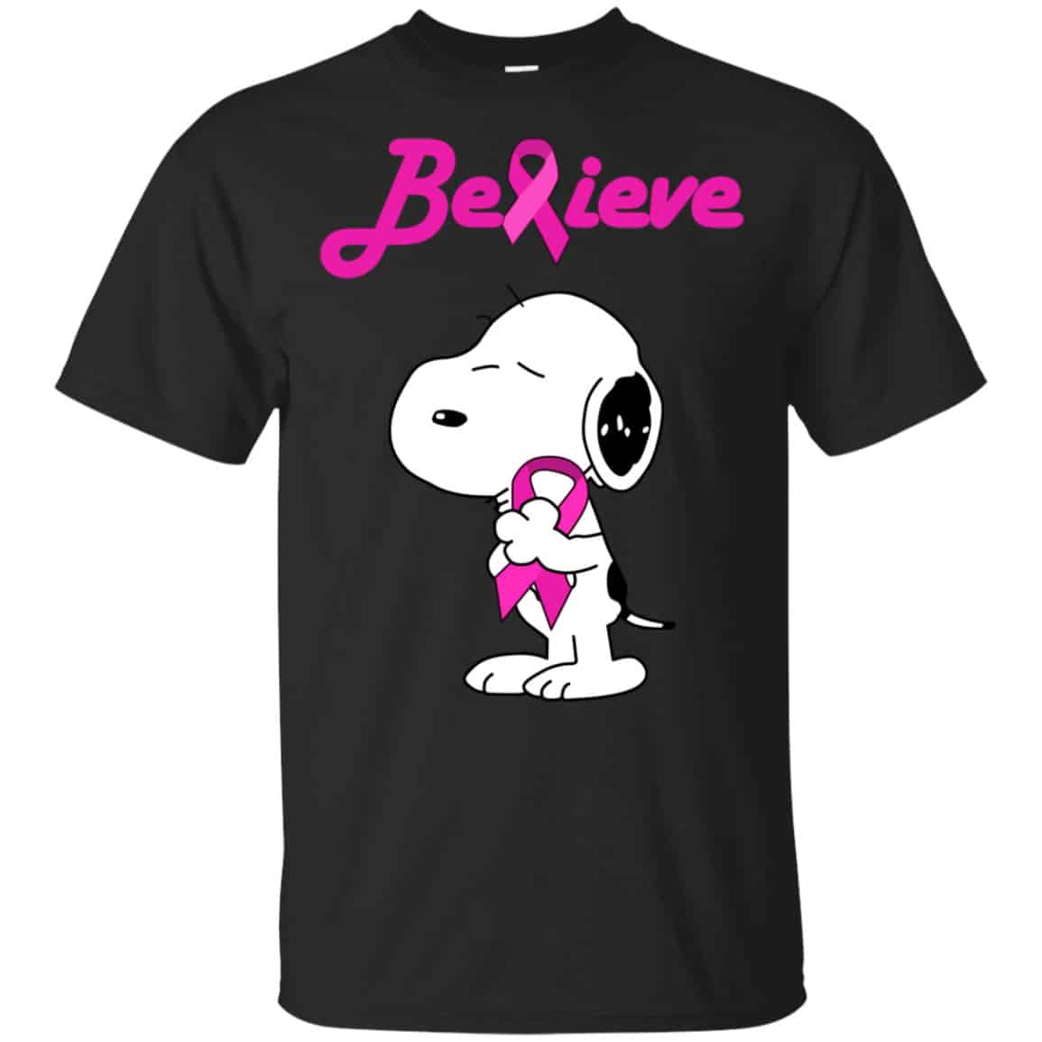 Snoopy: Believe Breast Cancer Pink Awareness Shirt, Hoodie, Tank