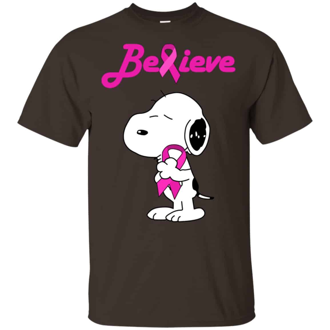 Snoopy: Believe Breast Cancer Pink Awareness Shirt, Hoodie, Tank
