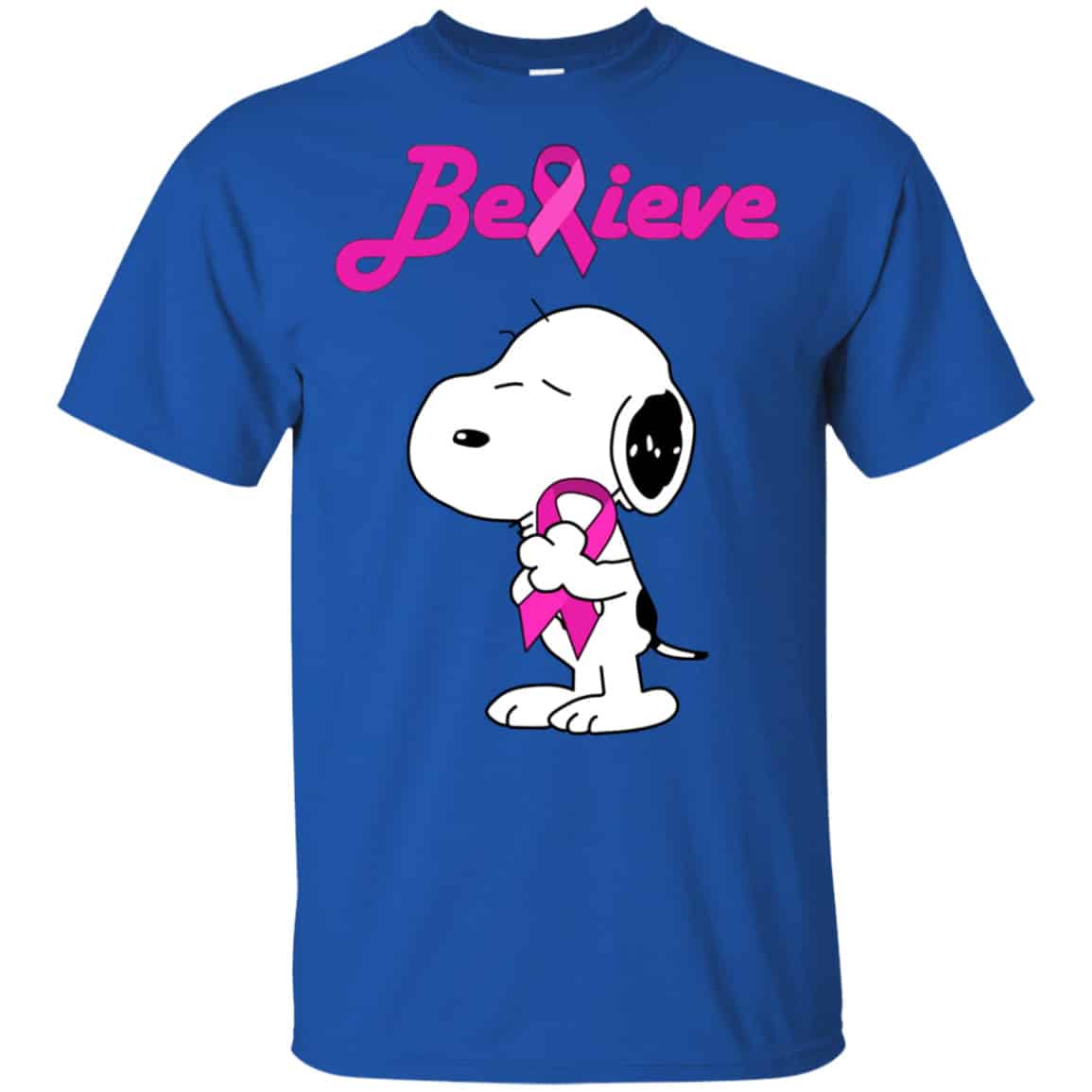 Snoopy: Believe Breast Cancer Pink Awareness Shirt, Hoodie, Tank