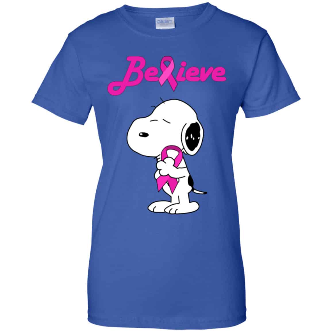 Snoopy: Believe Breast Cancer Pink Awareness Shirt, Hoodie, Tank