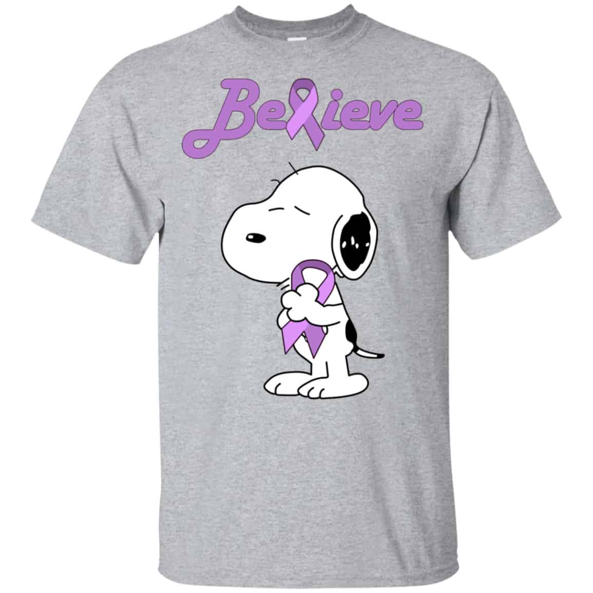 Snoopy: Believe All Cancers Lavender Awareness Shirt, Hoodie, Tank