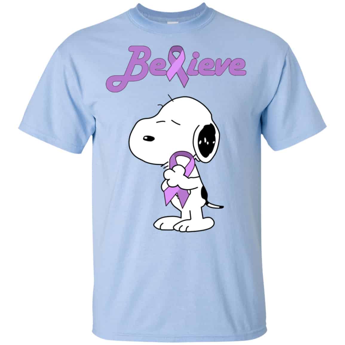 Snoopy: Believe All Cancers Lavender Awareness Shirt, Hoodie, Tank