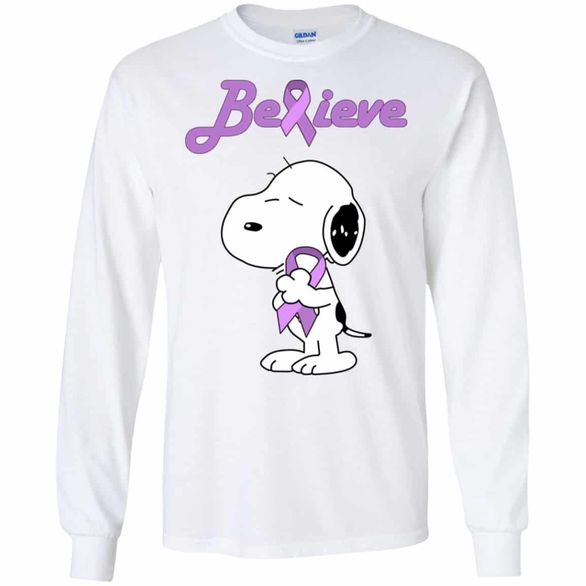 Snoopy: Believe All Cancers Lavender Awareness Shirt, Hoodie, Tank