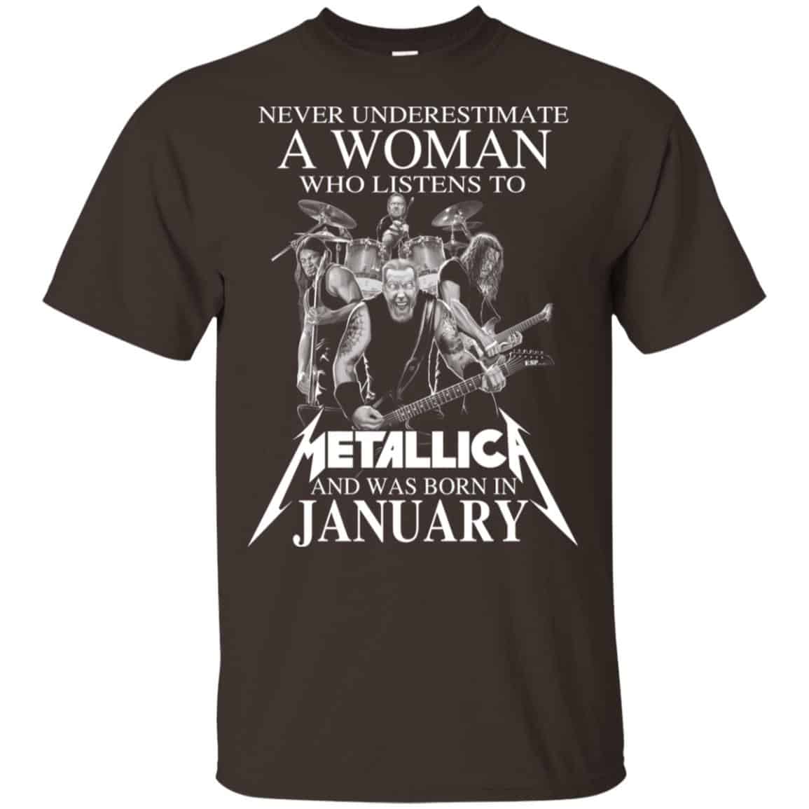 A Woman Who Listens To Metallica And Was Born In January T-Shirts, Hoodie, Tank