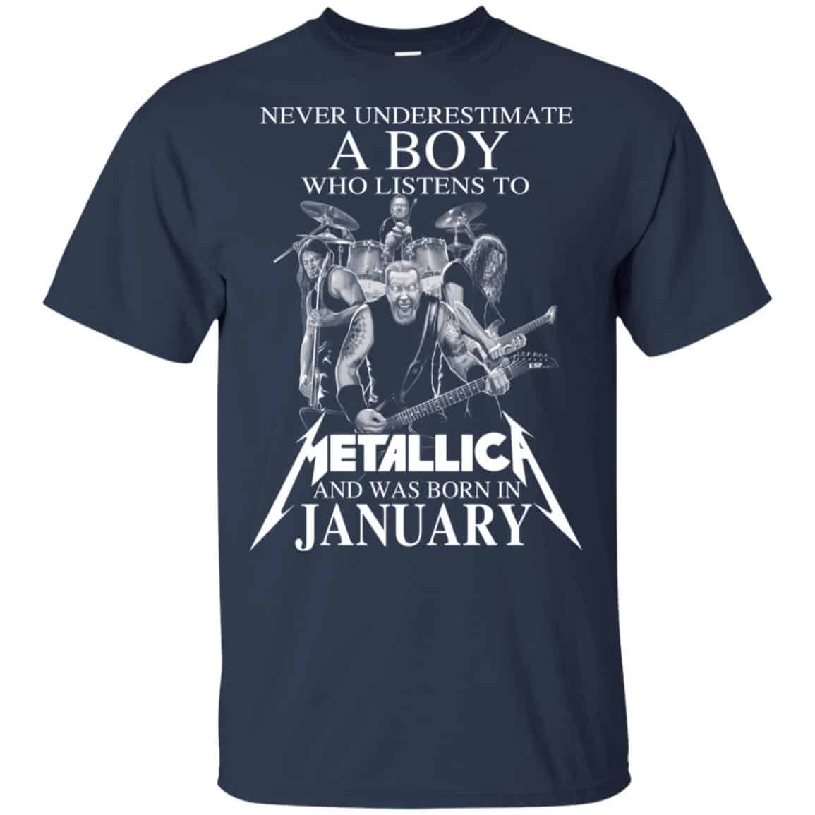 A Boy Who Listens To Metallica And Was Born In January T-Shirts, Hoodie, Tank