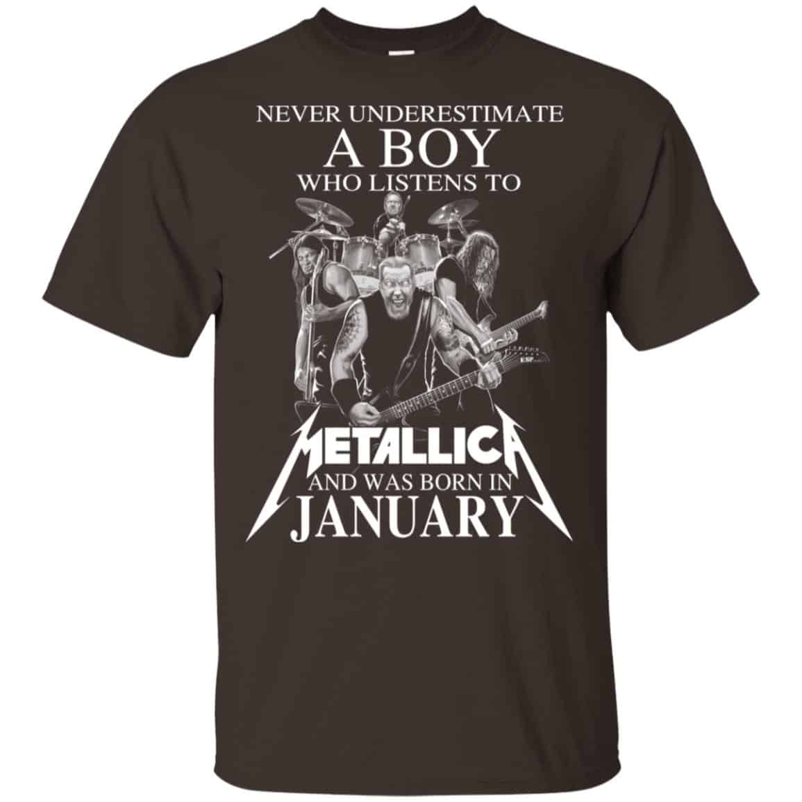 A Boy Who Listens To Metallica And Was Born In January T-Shirts, Hoodie, Tank
