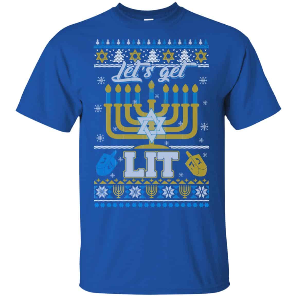Funny Happy Hanukkah Chanukah Let’s Get Lit Ugly Sweater. Hoodie
