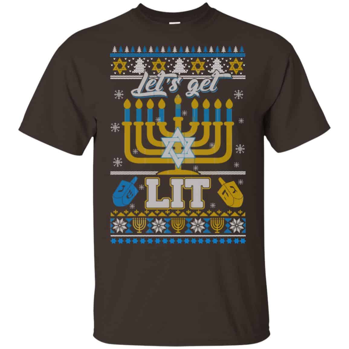 Funny Happy Hanukkah Chanukah Let’s Get Lit Ugly Sweater. Hoodie