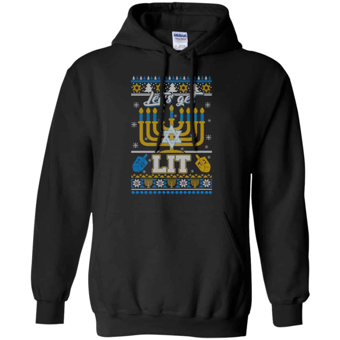 Funny Happy Hanukkah Chanukah Let’s Get Lit Ugly Sweater. Hoodie