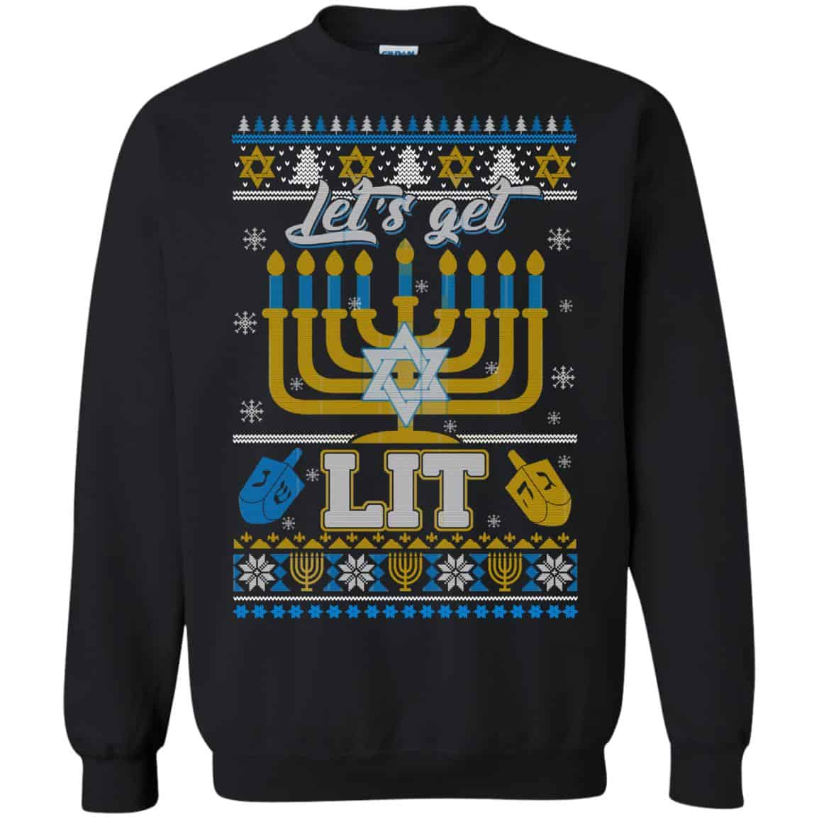Funny Happy Hanukkah Chanukah Let’s Get Lit Ugly Sweater. Hoodie