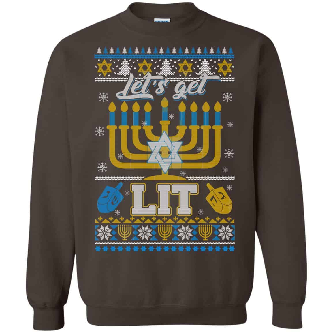 Funny Happy Hanukkah Chanukah Let’s Get Lit Ugly Sweater. Hoodie