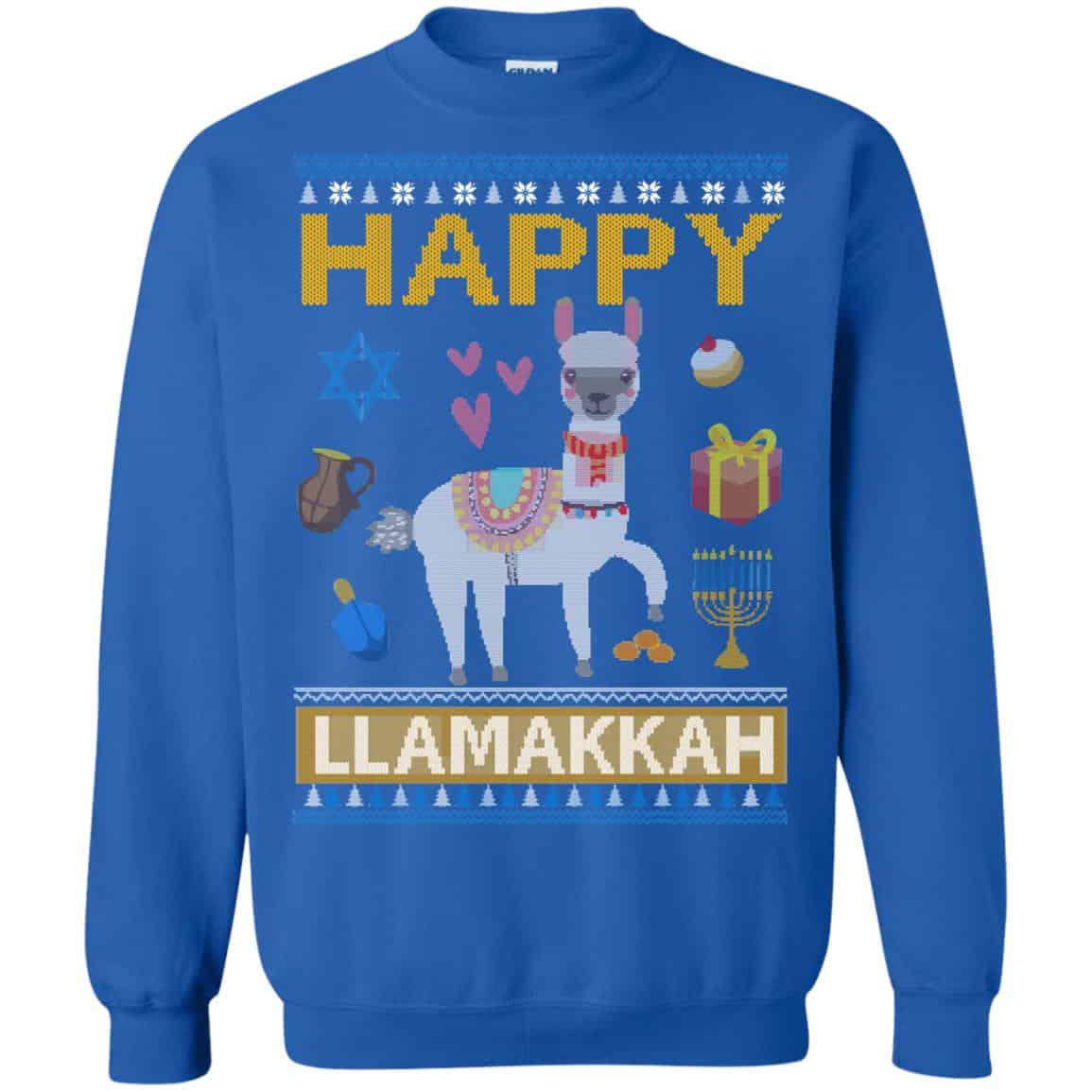 Happy Llama Llamakkah Hanukkah Ugly Sweater, Hoodie
