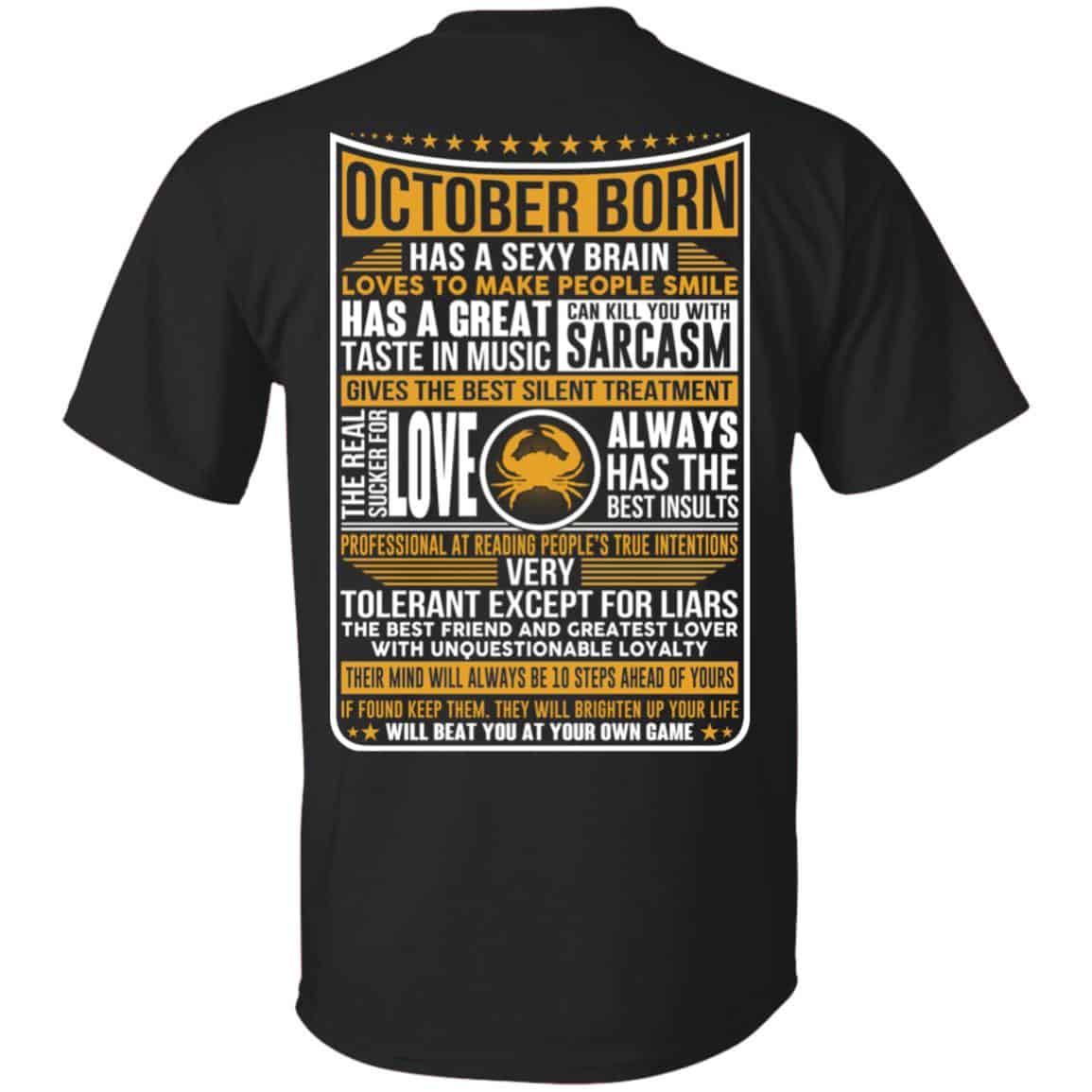 October Born Has A Sexy Brain Loves To Make People Smile T-Shirts, Hoodie, Tank