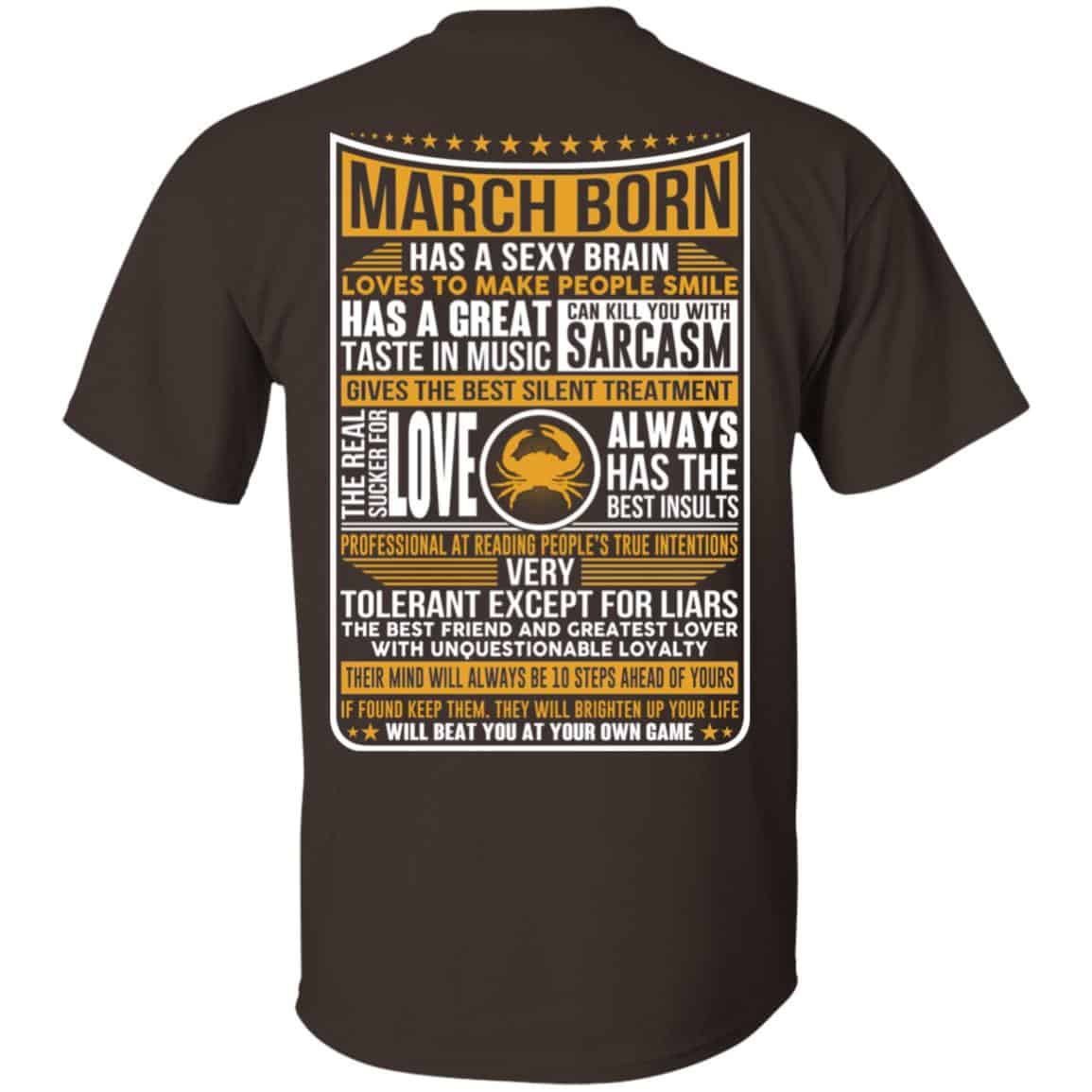 March Born Has A Sexy Brain Loves To Make People Smile T-Shirts, Hoodie, Tank