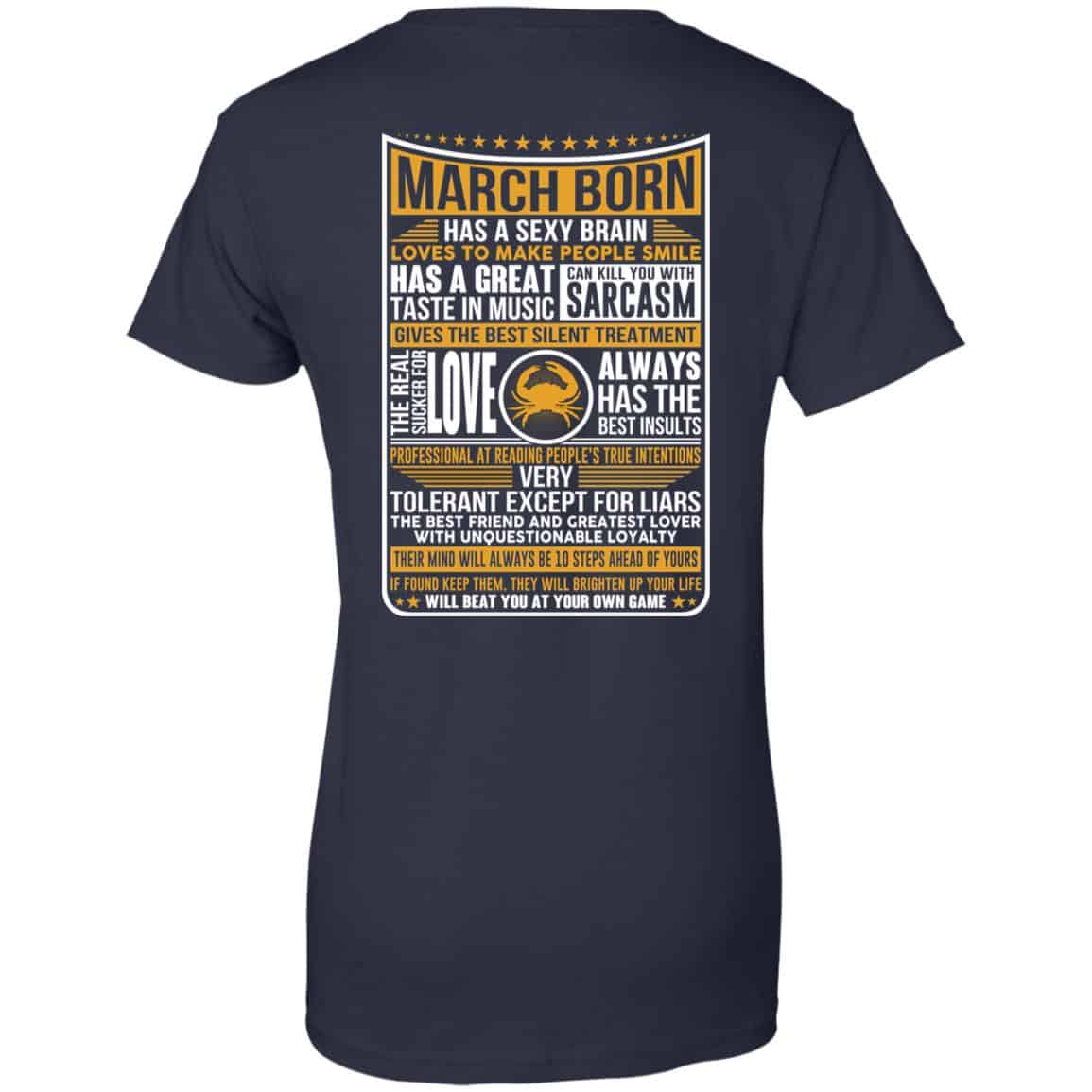 March Born Has A Sexy Brain Loves To Make People Smile T-Shirts, Hoodie, Tank