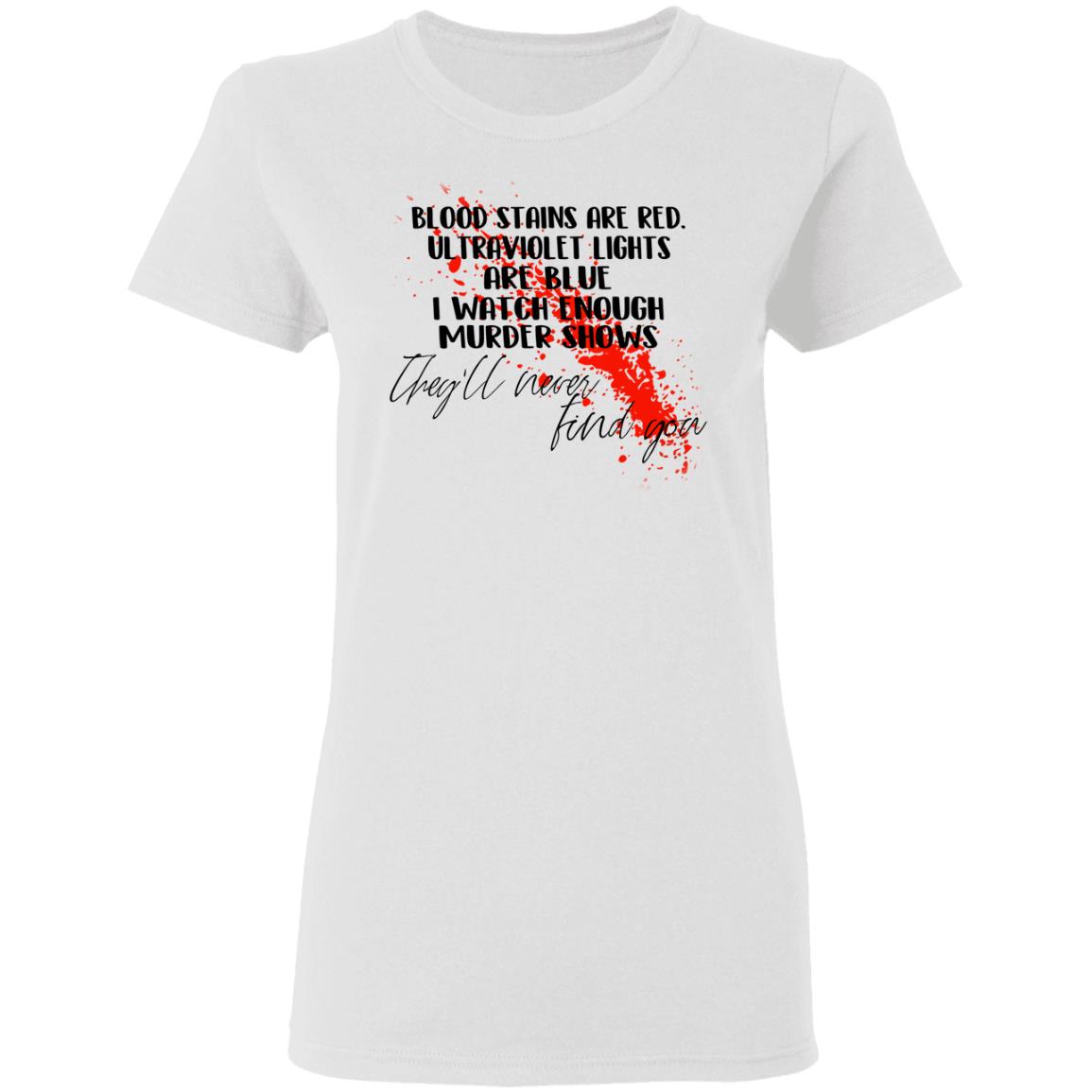 Blood Stains Are Red Ultraviolet Lights Are Blue I Watch Enough Murder Shows Shirt, Hoodie, Tank