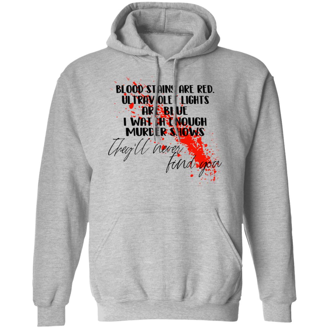 Blood Stains Are Red Ultraviolet Lights Are Blue I Watch Enough Murder Shows Shirt, Hoodie, Tank