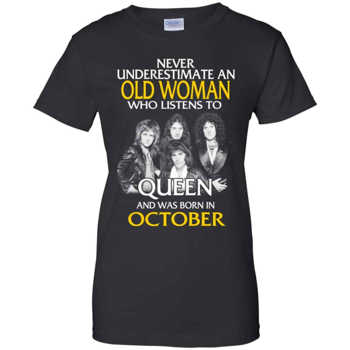 An Old Woman Who Listens To Queen And Was Born In October T-Shirts, Hoodie, Tank