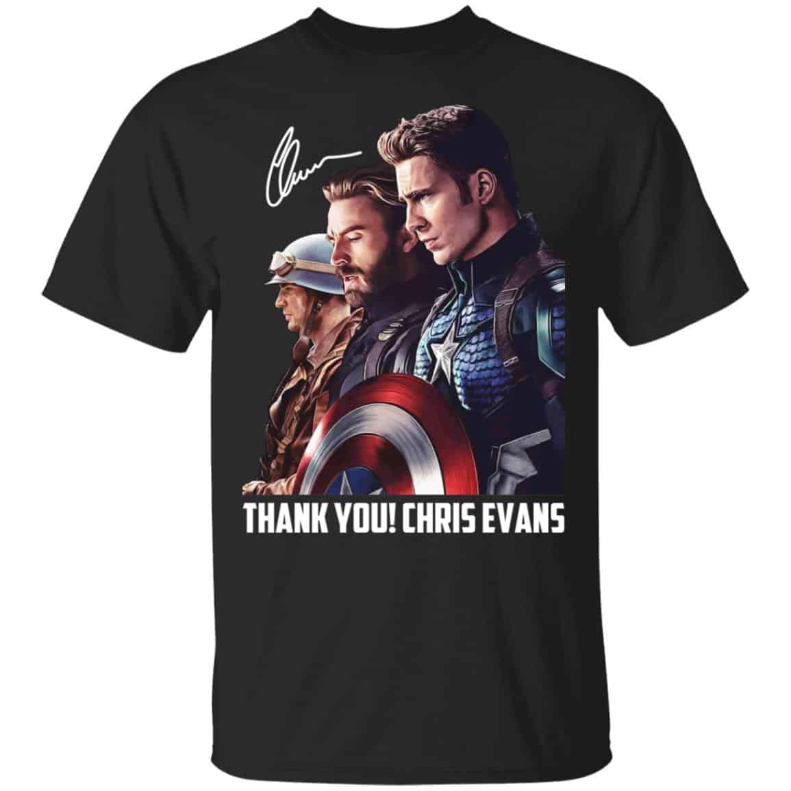Captain America Thank You Chris Evans Signature Shirt, Hoodie, Tank