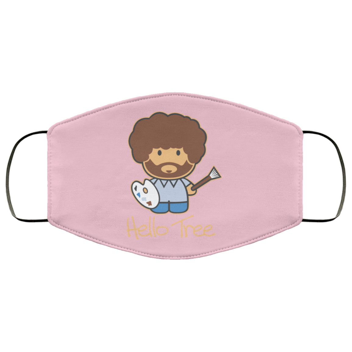 Hello Tree Bob Ross Face Mask