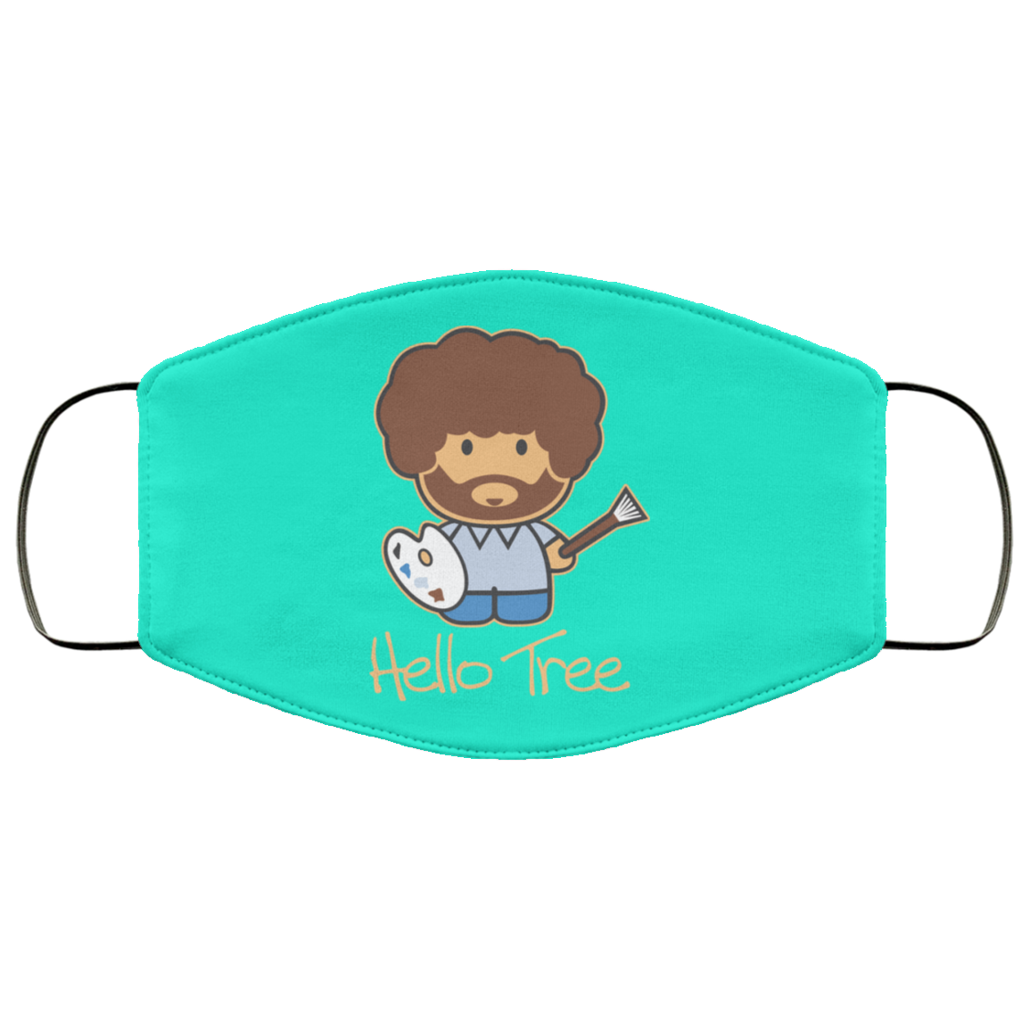 Hello Tree Bob Ross Face Mask