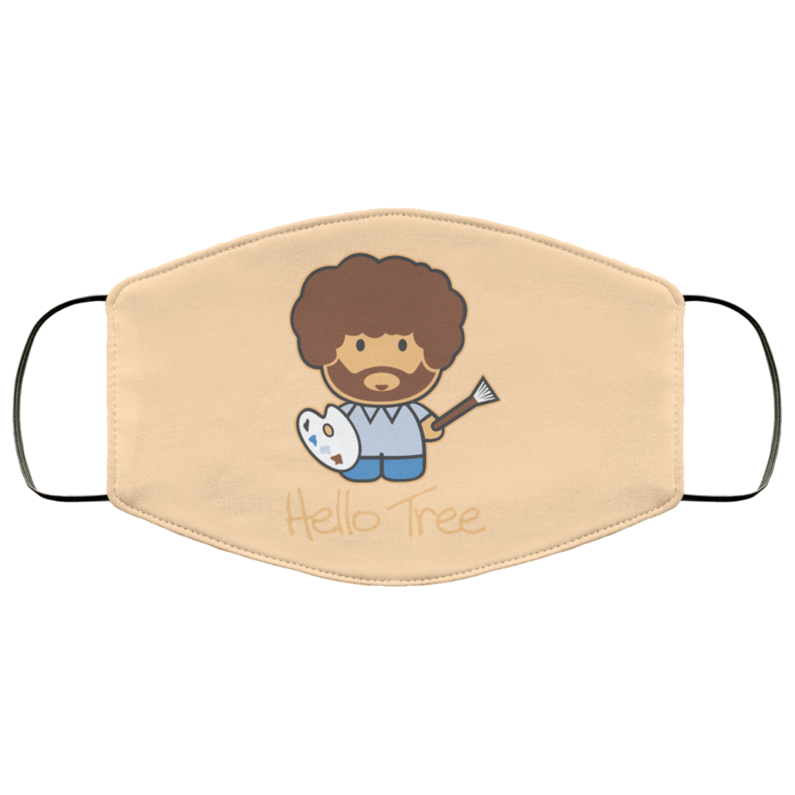 Hello Tree Bob Ross Face Mask