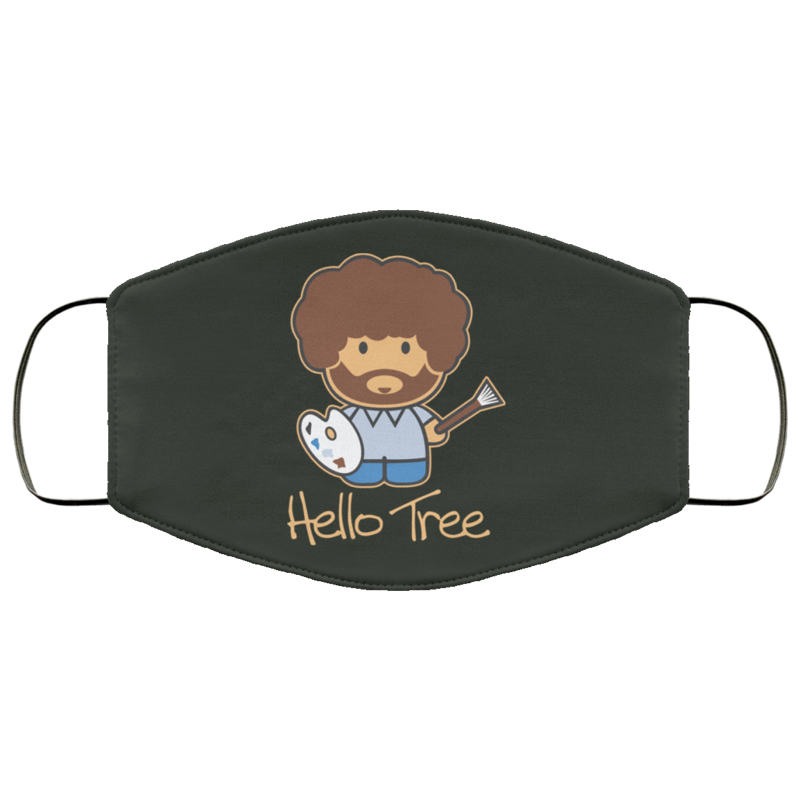 Hello Tree Bob Ross Face Mask