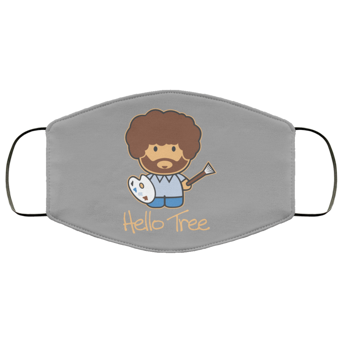 Hello Tree Bob Ross Face Mask